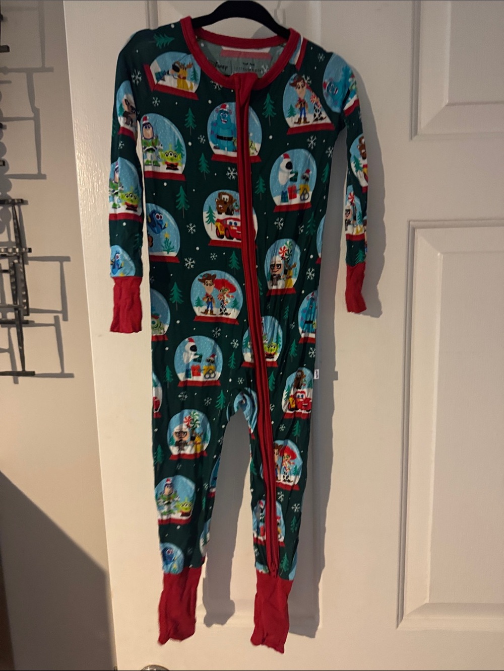 Little Sleepies Kids  Holiday Snow Globe One-Piece Pajamas - Green/Red